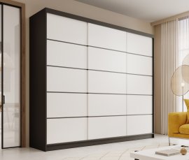 Ormar s kliznim vratima Andy - 250 cm - crni/bijeli