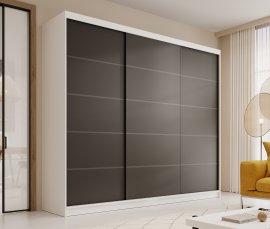 Ormar s kliznim vratima Andy - 250 cm - bijeli/crni