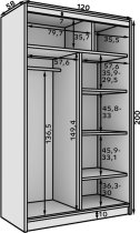 ADRK Furniture - Ormar s kliznim vratima Lizi 120 cm - crni/bijeli