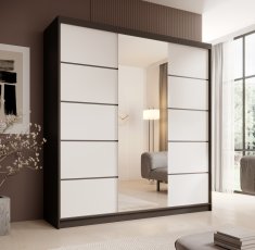 Ormar s kliznim vratima Sonic 200 cm - crn/bijeli