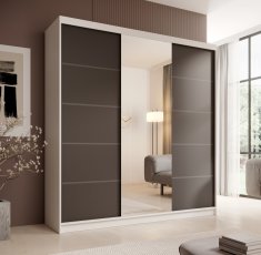 Ormar s kliznim vratima Sonic 200 cm - bijela/crna