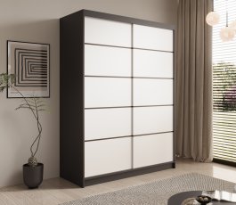 Ormar s kliznim vratima Calma 150 cm - crni/bijeli