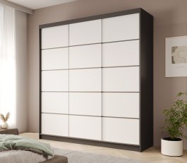 Ormar s kliznim vratima Greta 200 cm - crni/bijeli