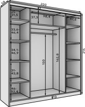 ADRK Furniture - Ormar s kliznim vratima Greta 200 cm - crni