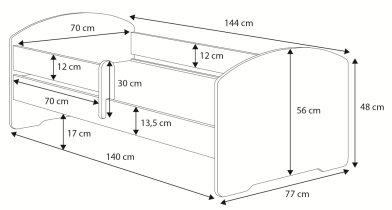 ADRK Furniture - Dječji krevet Pepe Princeza i konj - 70x140 cm