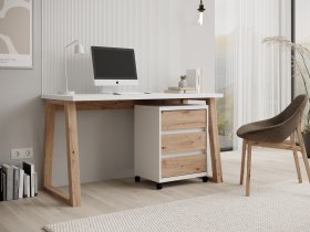 ADRK Furniture - Radni stol s mobilnim ormarićem Iwo I - bela/artisan