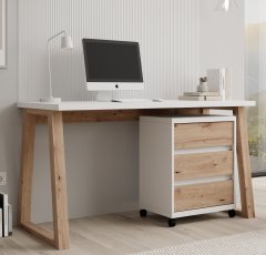 Radni stol s mobilnim ormarićem Iwo I - bela/artisan