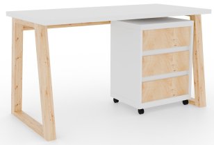 ADRK Furniture - Radni stol s mobilnim ormarićem Iwo I - bela/artisan