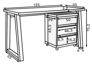 ADRK Furniture - Radni stol s mobilnim ormarićem Iwo I - hrast artisan/črna