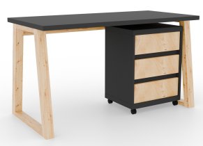 ADRK Furniture - Radni stol s mobilnim ormarićem Iwo I - hrast artisan/črna