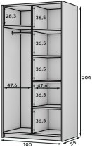 ADRK Furniture - Ormar Alera II 100 cm - bijeli/crne ručke