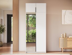 ADRK Furniture - Ormar Alera II s nadogradnjom 100 cm - bijeli/crne ručke