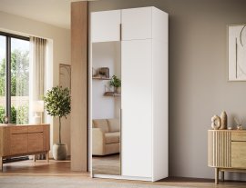 Garderobni ormar Alera II s nadogradnjom 100 cm - bijeli/zlatne ručke