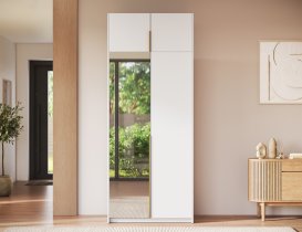 ADRK Furniture - Garderobni ormar Alera II s nadogradnjom 100 cm - bijeli/zlatne ručke