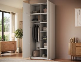 ADRK Furniture - Garderobni ormar Alera II s nadogradnjom 100 cm - kašmir/zlatne ručke
