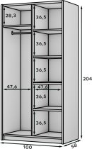 ADRK Furniture - Ormar Bregma II 100 cm - bijeli/crne ručke
