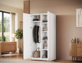 ADRK Furniture - Ormar Bregma II 100 cm - bijeli/crne ručke