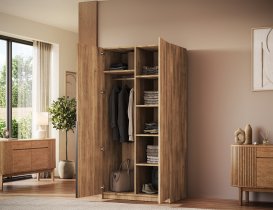 ADRK Furniture - Garderobni ormar Bregma II 100 cm - artisan hrast/crne ručke