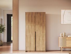 ADRK Furniture - Garderobni ormar Bregma II 100 cm - artisan hrast/crne ručke