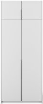 ADRK Furniture - Garderobni ormar Bregma II s nadogradnjom 100 cm - bijeli/crne ručke