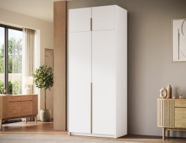 Garderobni ormar Bregma II s nadogradnjom 100 cm - bijeli/zlatne ručke