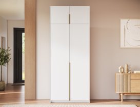 ADRK Furniture - Garderobni ormar Bregma II s nadogradnjom 100 cm - bijeli/zlatne ručke