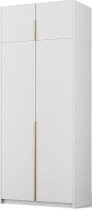 ADRK Furniture - Garderobni ormar Bregma II s nadogradnjom 100 cm - bijeli/zlatne ručke