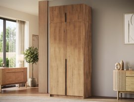 Garderobni ormar Bregma II s nadogradnjom 100 cm - artisan hrast/crne ručke