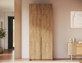 ADRK Furniture - Garderobni ormar Bregma II s nadogradnjom 100 cm - artisan hrast/zlatne ručke