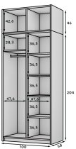 ADRK Furniture - Garderobni ormar Bregma II s nadogradnjom 100 cm - artisan hrast/zlatne ručke