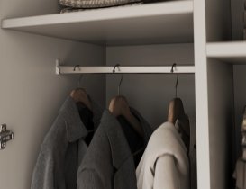 ADRK Furniture - Garderobni ormar Bregma II s nadogradnjom 100 cm - kašmir/crne ručke