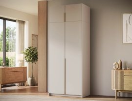Garderobni ormar Bregma II s nadogradnjom 100 cm - kašmir/zlatne ručke