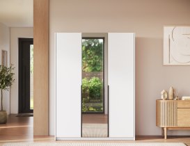 ADRK Furniture - Ormar Alera III 150 cm - bijeli/crne ručke