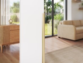 ADRK Furniture - Ormar Alera III 150 cm - bijeli/zlatne ručke