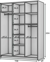 ADRK Furniture - Ormar Alera III 150 cm - bijeli/zlatne ručke