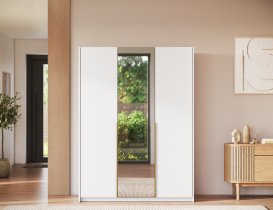 ADRK Furniture - Ormar Alera III 150 cm - bijeli/zlatne ručke