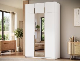 Garderobni ormar Alera III s nadogradnjom 150 cm - bijeli/zlatne ručke