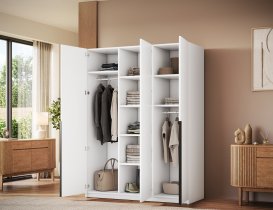 ADRK Furniture - Garderobni ormar Bregma III 150 cm - bijeli/crne ručke