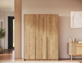 ADRK Furniture - Garderobni ormar Bregma III 150 cm - artisan hrast/zlatne ručke