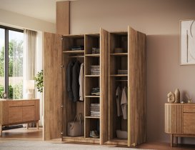 ADRK Furniture - Garderobni ormar Bregma III 150 cm - artisan hrast/zlatne ručke