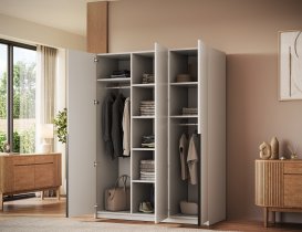 ADRK Furniture - Garderobni ormar Bregma III 150 cm - kašmir/crne ručke