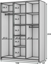 ADRK Furniture - Garderobni ormar Bregma III 150 cm - kašmir/zlatne ručke