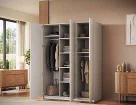 ADRK Furniture - Garderobni ormar Bregma III 150 cm - kašmir/zlatne ručke