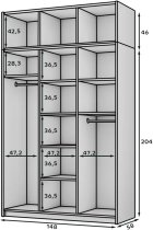 ADRK Furniture - Garderobni ormar Bregma III s nadogradnjom 150 cm - bijeli/crne ručke
