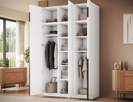 ADRK Furniture - Garderobni ormar Bregma III s nadogradnjom 150 cm - bijeli/crne ručke