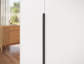 ADRK Furniture - Garderobni ormar Bregma III s nadogradnjom 150 cm - bijeli/crne ručke