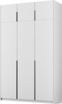 ADRK Furniture - Garderobni ormar Bregma III s nadogradnjom 150 cm - bijeli/crne ručke