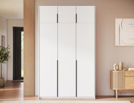 ADRK Furniture - Garderobni ormar Bregma III s nadogradnjom 150 cm - bijeli/crne ručke