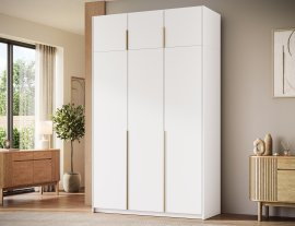 Garderobni ormar Bregma III s nadogradnjom 150 cm - bijeli/zlatne ručke