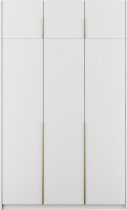 ADRK Furniture - Garderobni ormar Bregma III s nadogradnjom 150 cm - bijeli/zlatne ručke